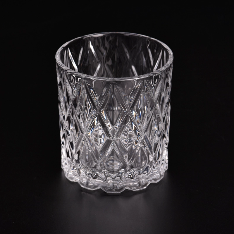 Luxury Diamond Pattern Glass Candle Holders 8oz Glass Candle Jars Wholesale Luxury Diamond Pattern Glass Candle Holders 8oz Glass Candle Jars Wholesale
