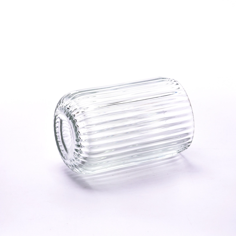 Wholesale vertical stripe glass candle vessel
