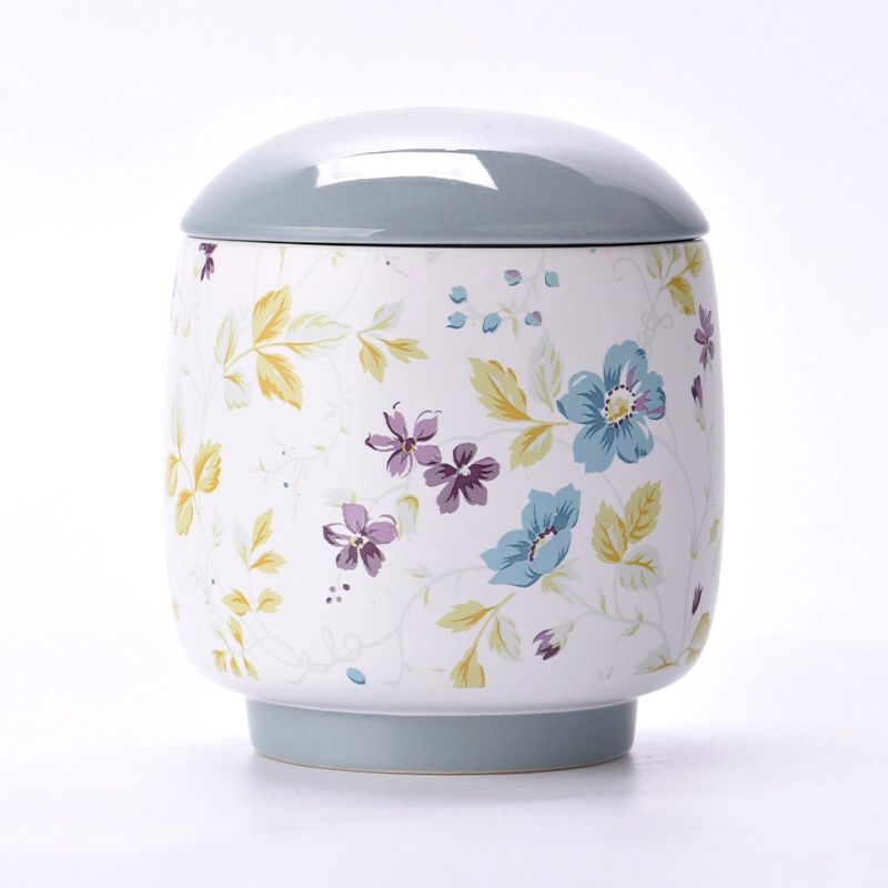 New design ceramic jar for candles with ceramic lid