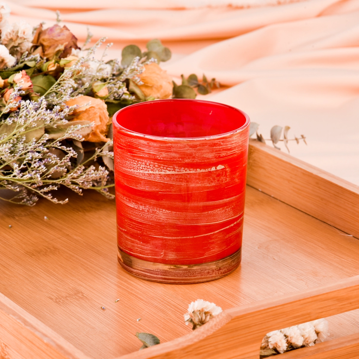 Unique Red 300ml Glass Candle Holders Unique Red 300ml Glass Candle Holders