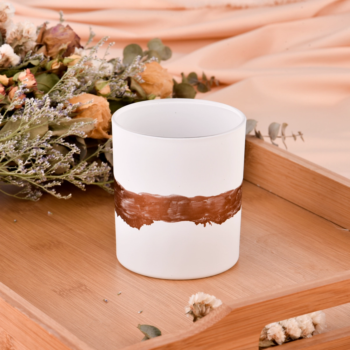 Matte White Glass Candle Holders 300ml Customized Candle Glasses Matte White Glass Candle Holders 300ml Customized Candle Glasses