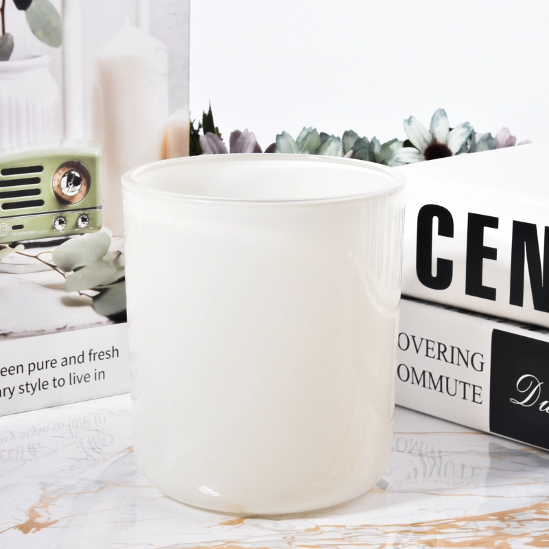  500ml white glass candle jar round bottom candle vessels supplier