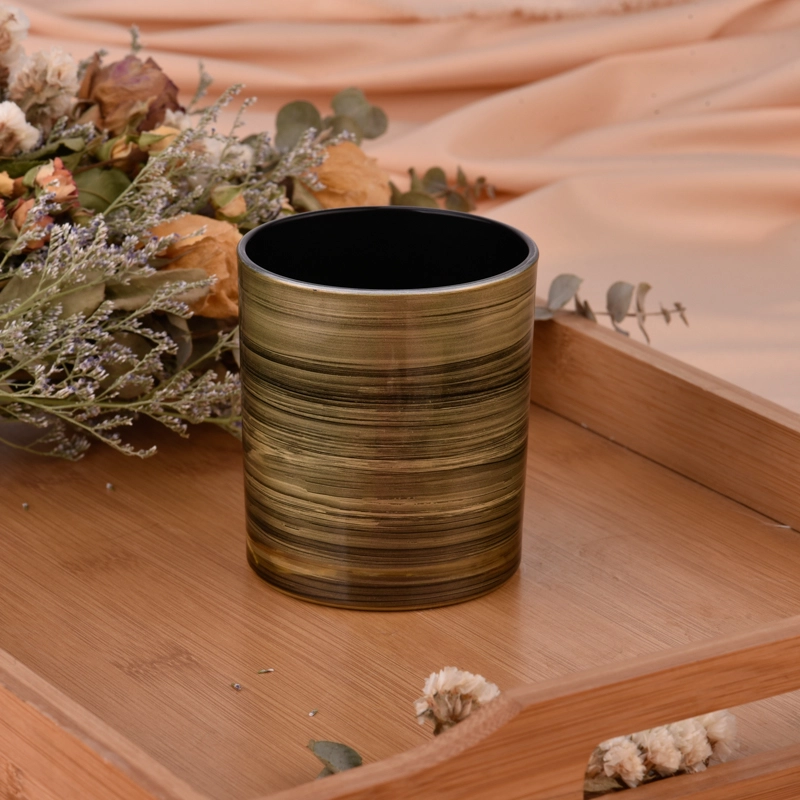 Gold Brush Decorative Glass Candle Holder