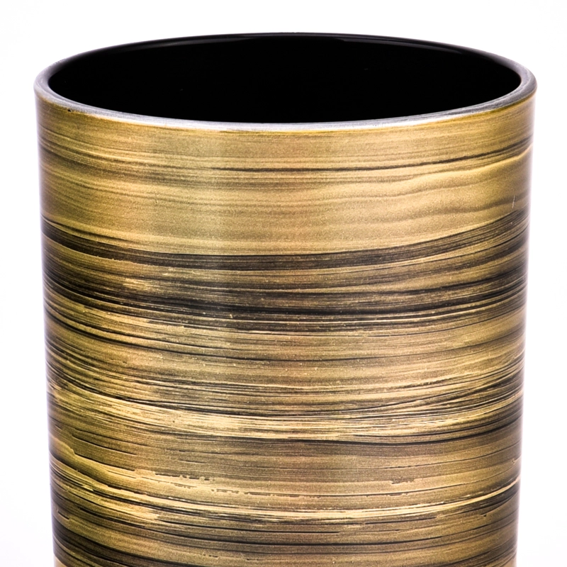 Gold Brush Decorative Glass Candle Holder