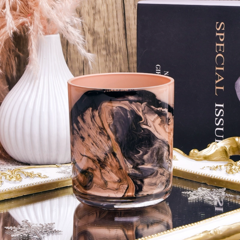 popular decorative glass candle jar custom pattern candle holder