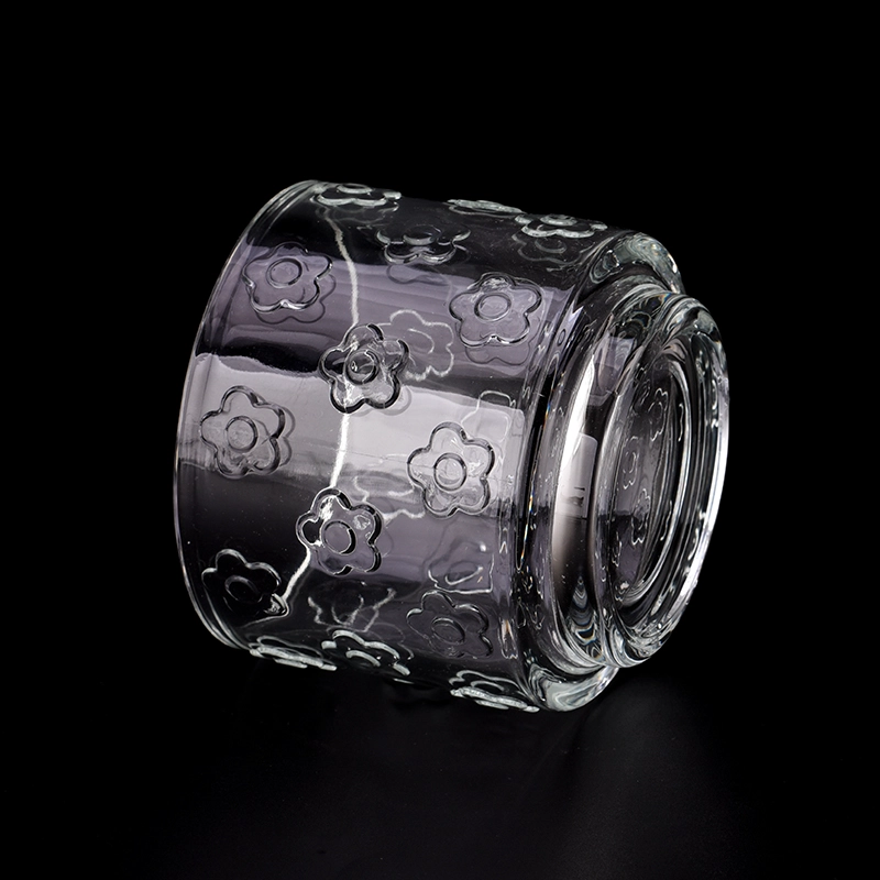 Beautiful Flower Pattern 455ml Glass Candle Vessels Wholesale Beautiful Flower Pattern 455ml Glass Candle Vessels Wholesale