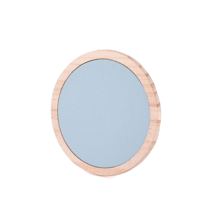 Custom Logo Custom Round Leather Covers Wood Lid For Candle Jar Glass