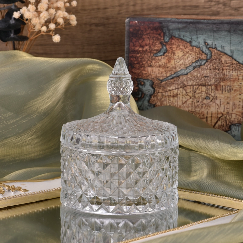 8oz Glass Candle Jar with Lids Diamond Glass Container wtih Lids 8oz Glass Candle Jar with Lids Diamond Glass Container wtih Lids