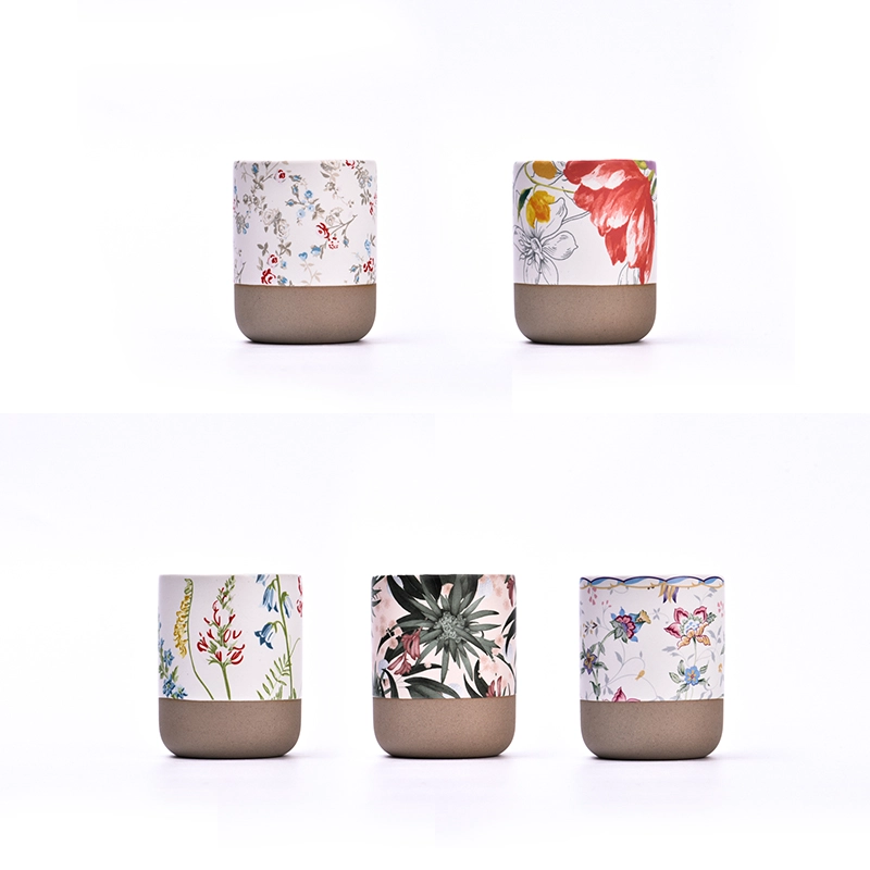 Custom printed handmade ceramic candles container Wholesale