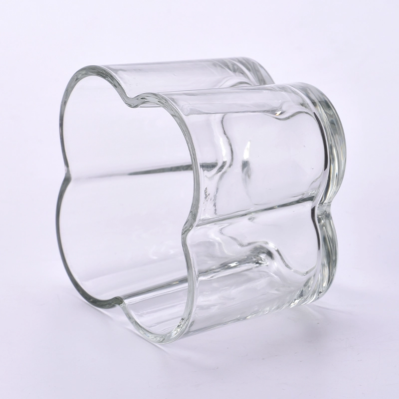 Clear flowers shape glass candle vessel wholesale
