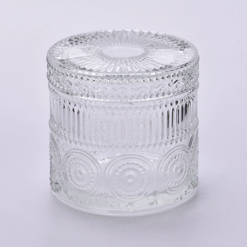Embossed Glass Candle Jars with Lids Wholesale Embossed Glass Candle Jars with Lids Wholesale