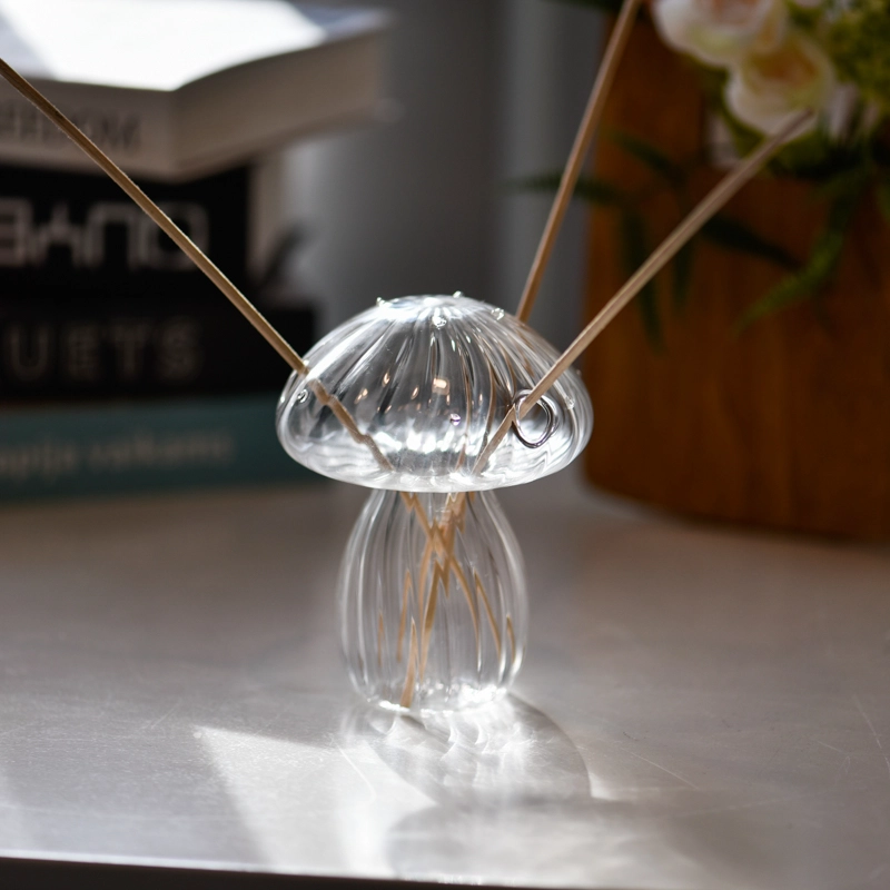 Wholesale borosilicate glass mushroom reed diffuser bottle