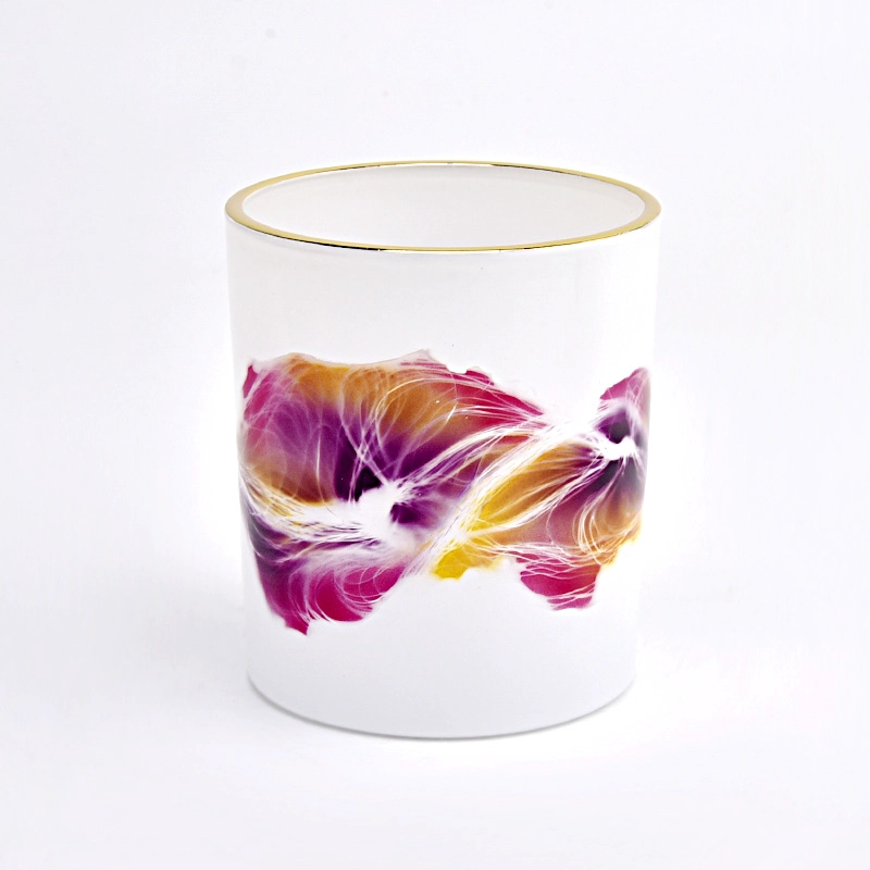 400ml Custom Printing Glass Candle Jars White Candle Glass Wholesale 400ml Custom Printing Glass Candle Jars White Candle Glass Wholesale