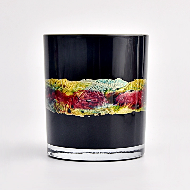 Luxury Black Glass Candle Jars Custom Printing 10oz Glass Candle Vessels Luxury Black Glass Candle Jars Custom Printing 10oz Glass Candle Vessels