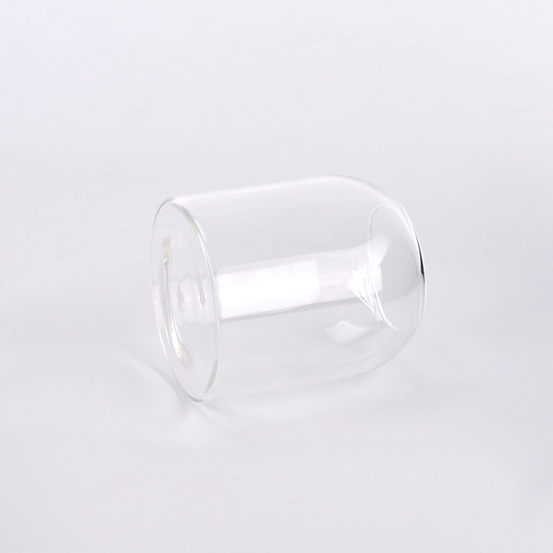 500ml clear round glass candle jar with home decor