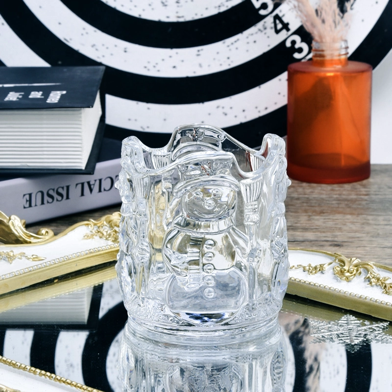 Snowman Glass Candle Holders For Christmas Decoration