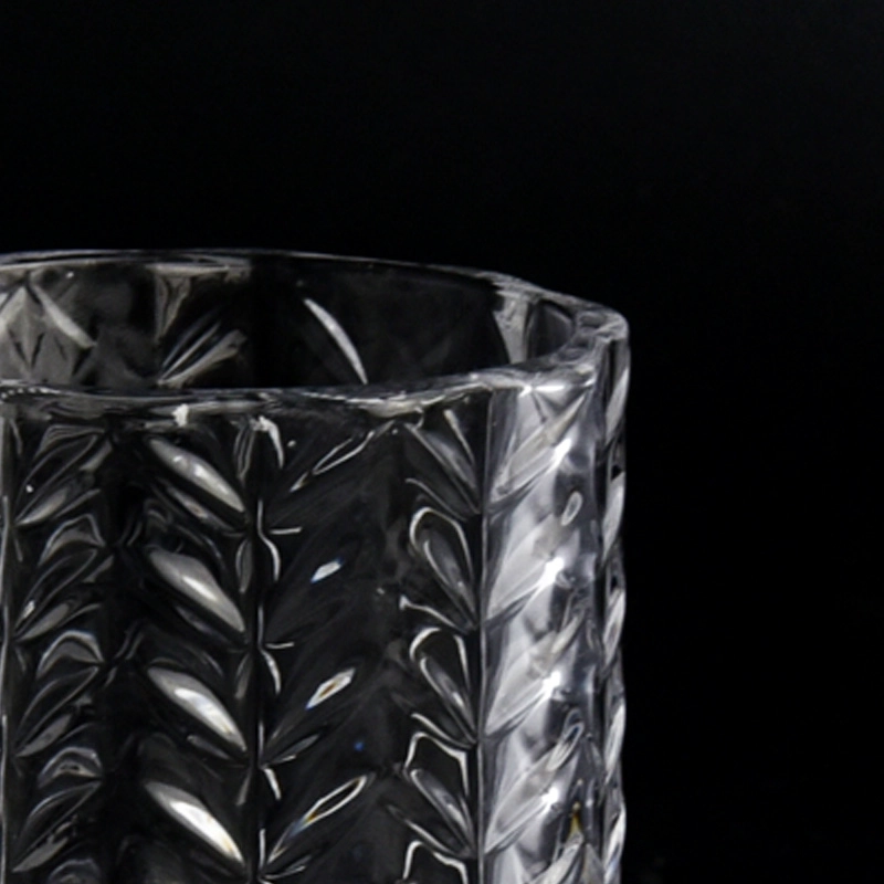 200ml Embossed Glass Candle Vessels High Quality Crystal Glass Jar For Candle Making