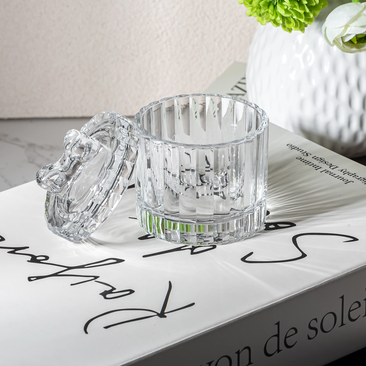 Luxury 90ml Glass Candle Jars with glass lid wholesale