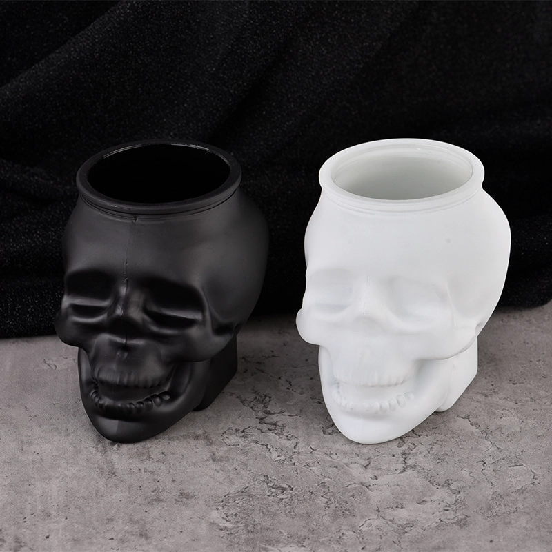 Unique matte skull glass candle jar wholesale