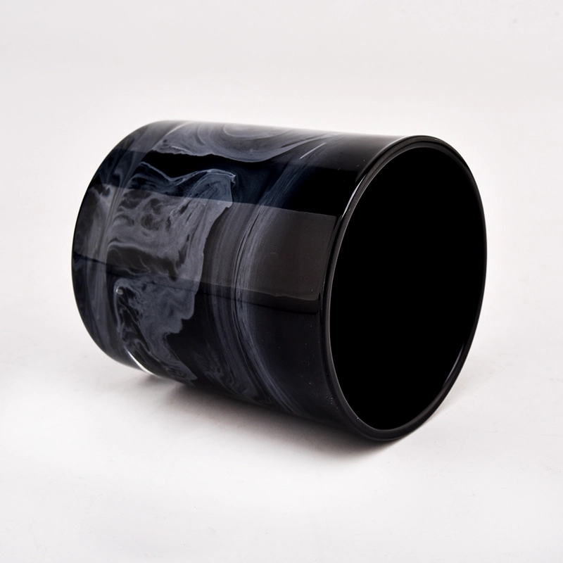 Black Marble Glass Candle Holders Custom Empty 8oz Glass Candle Holder