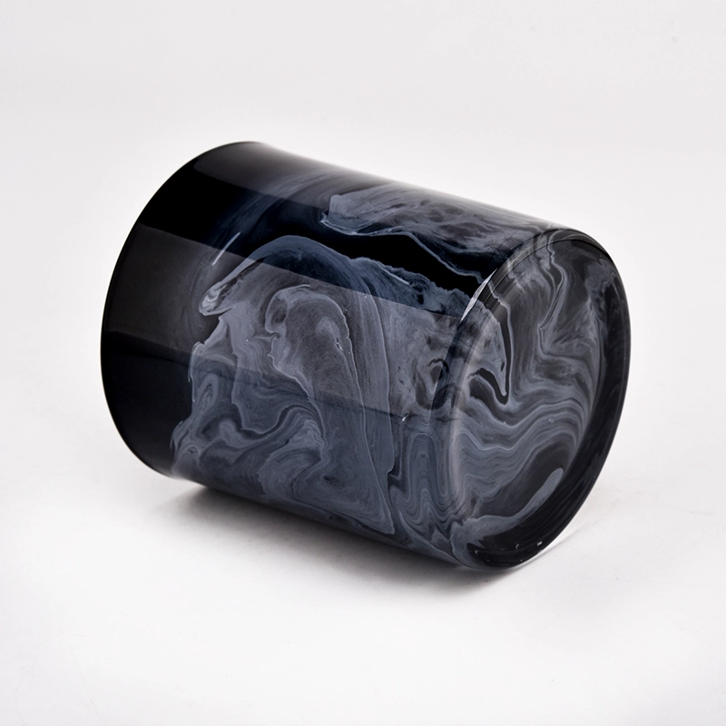 Black Marble Glass Candle Holders Custom Empty 8oz Glass Candle Holder