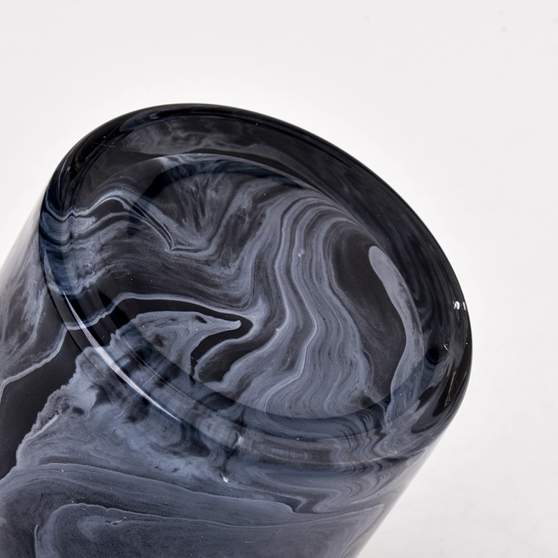 Black Marble Glass Candle Holders Custom Empty 8oz Glass Candle Holder
