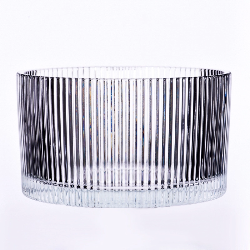 1200ml clear glass candle container with stripe home decor