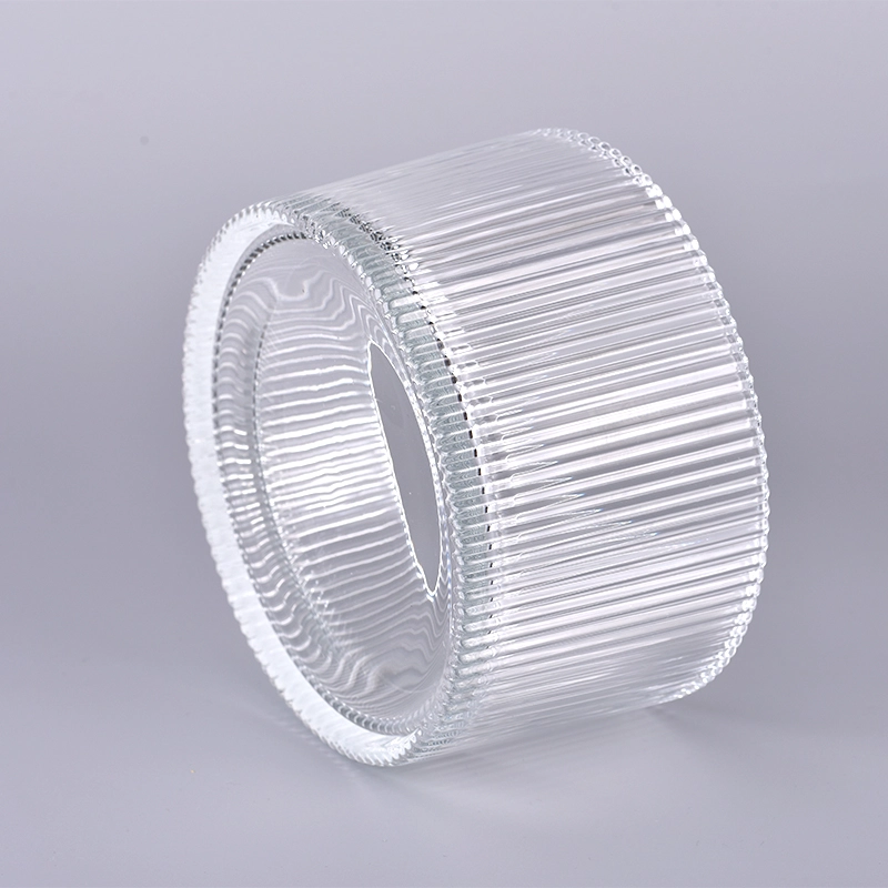 1200ml clear glass candle container with stripe home decor