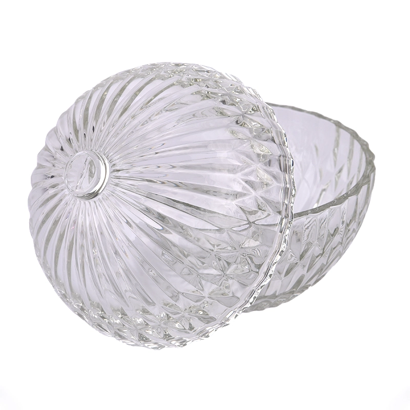 Ball Shape Glass Candle Jar With Lids Diamond Glass Candle Jar With Lids