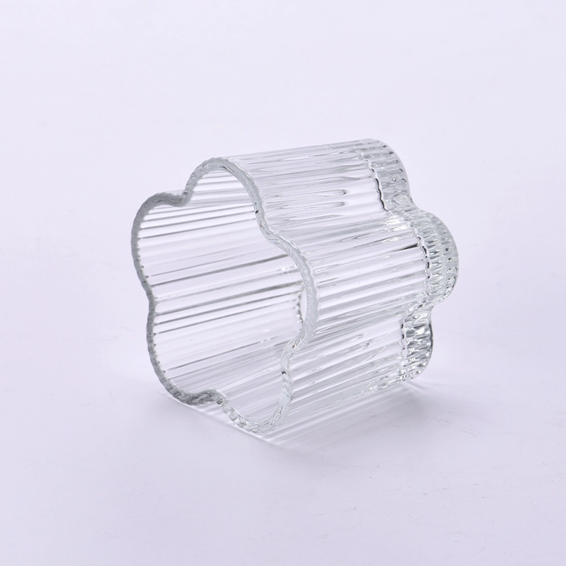 Flower Shape Glass Candle Jars Ribber Glass Candle Holders Stripe Candle Glass Wholesale Flower Shape Glass Candle Jars Ribber Glass Candle Holders Stripe Candle Glass Wholesale