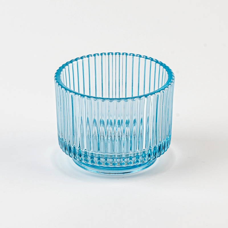 145ml empty round glass candle container with stripe home decor
