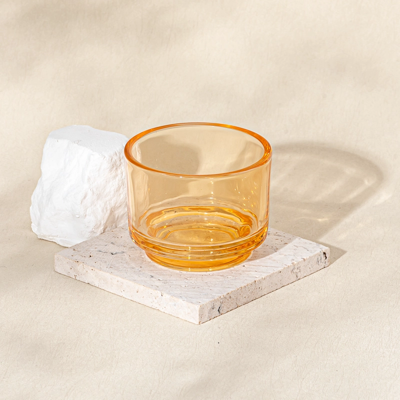 luxury empty glass candle container with steps