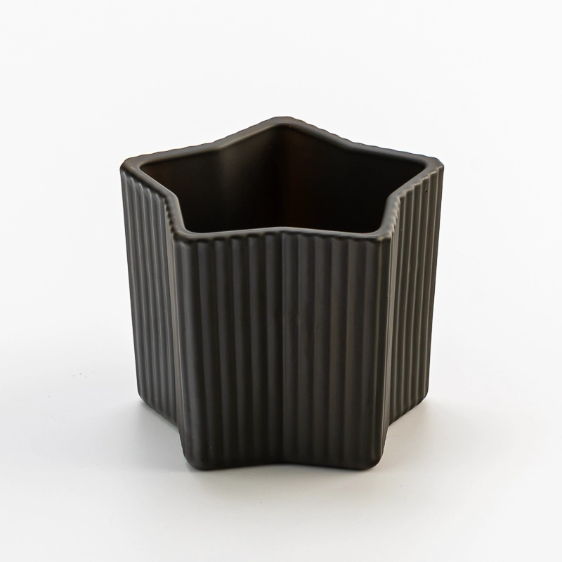 Popular matte black glass candle jar with star design