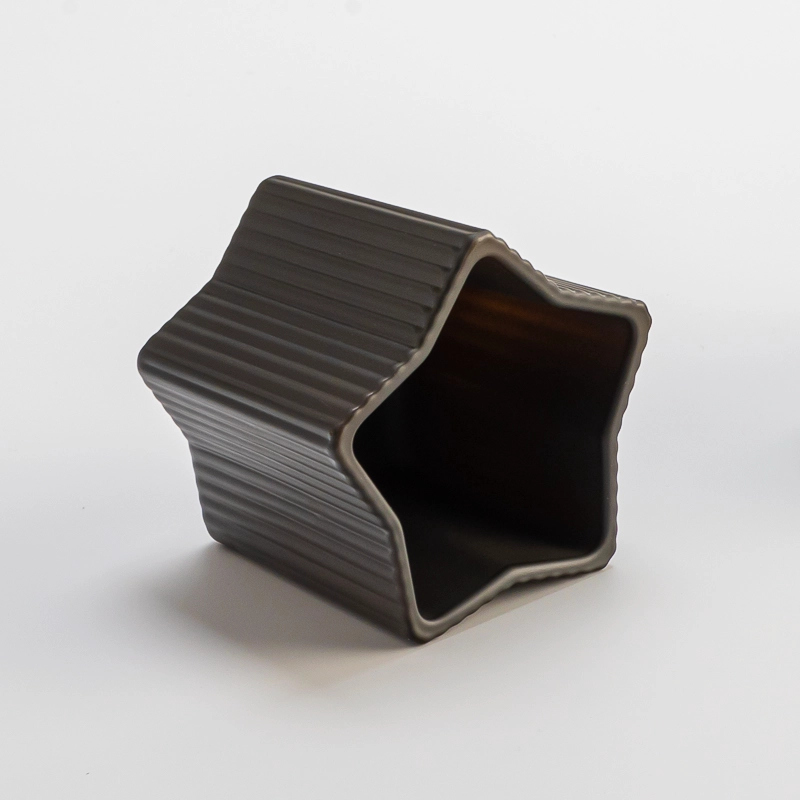 Popular matte black glass candle jar with star design