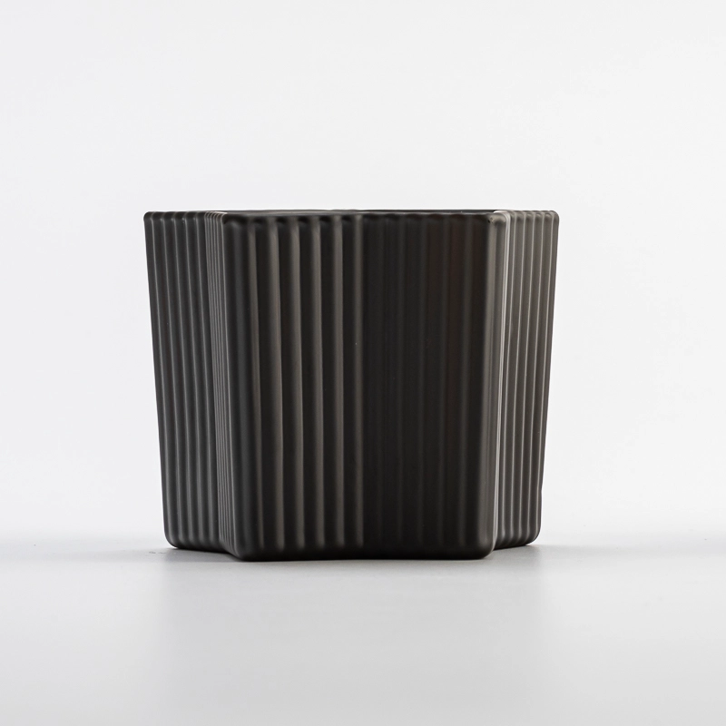 Popular matte black glass candle jar with star design