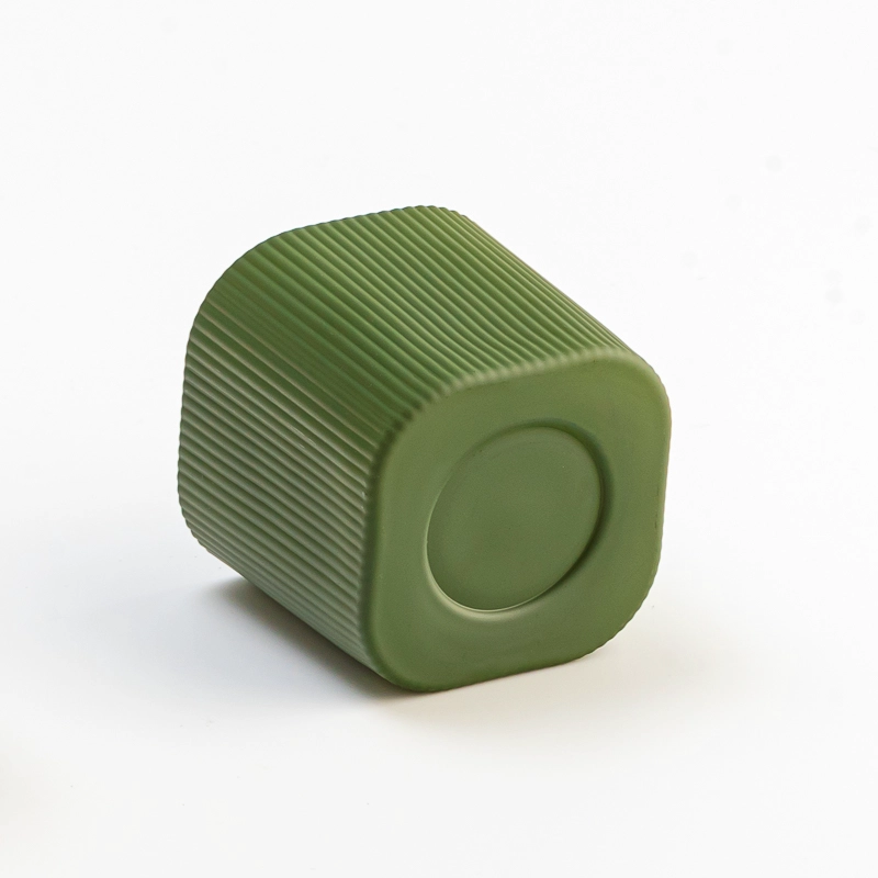Luxury Green square glass candle jar wholesale