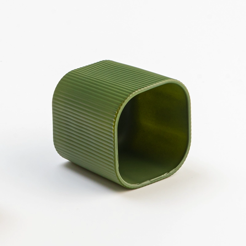 Luxury Green square glass candle jar wholesale