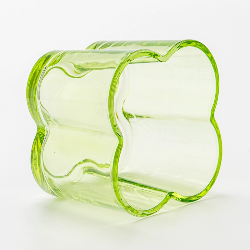 Wholesale 300ml custom color flower design glass candle jar with home decor