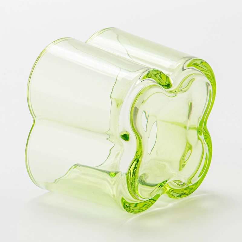 Wholesale 300ml custom color flower design glass candle jar with home decor