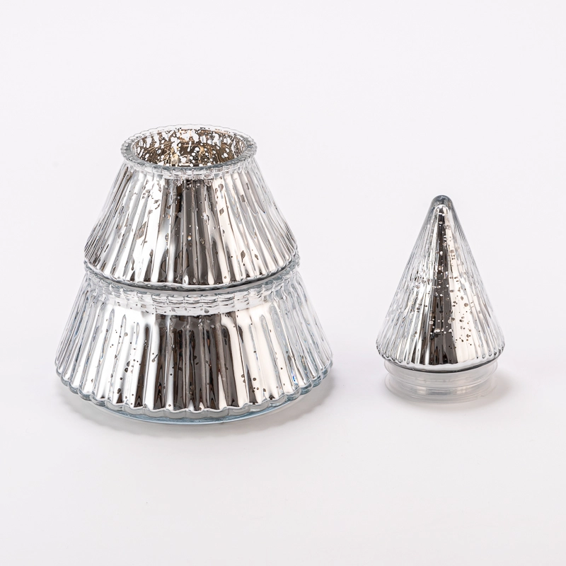 Christmas Tree Glass Candle Vessel with Lids with Home Decor