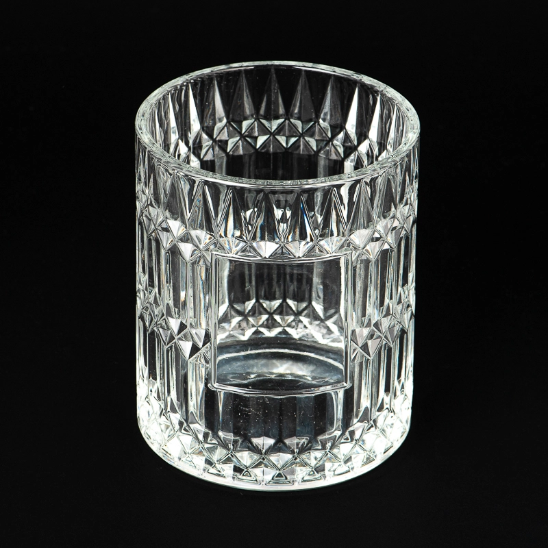 20oz GEO Glass Candle Jars Embossed Pattern Glass Candle Vessels 20oz GEO Glass Candle Jars Embossed Pattern Glass Candle Vessels