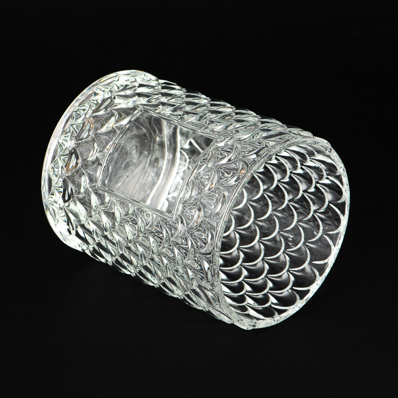 Fan Patten Glass Candle Jars New Arrival Fan Embossed Glass Candle Holders Fan Patten Glass Candle Jars New Arrival Fan Embossed Glass Candle Holders