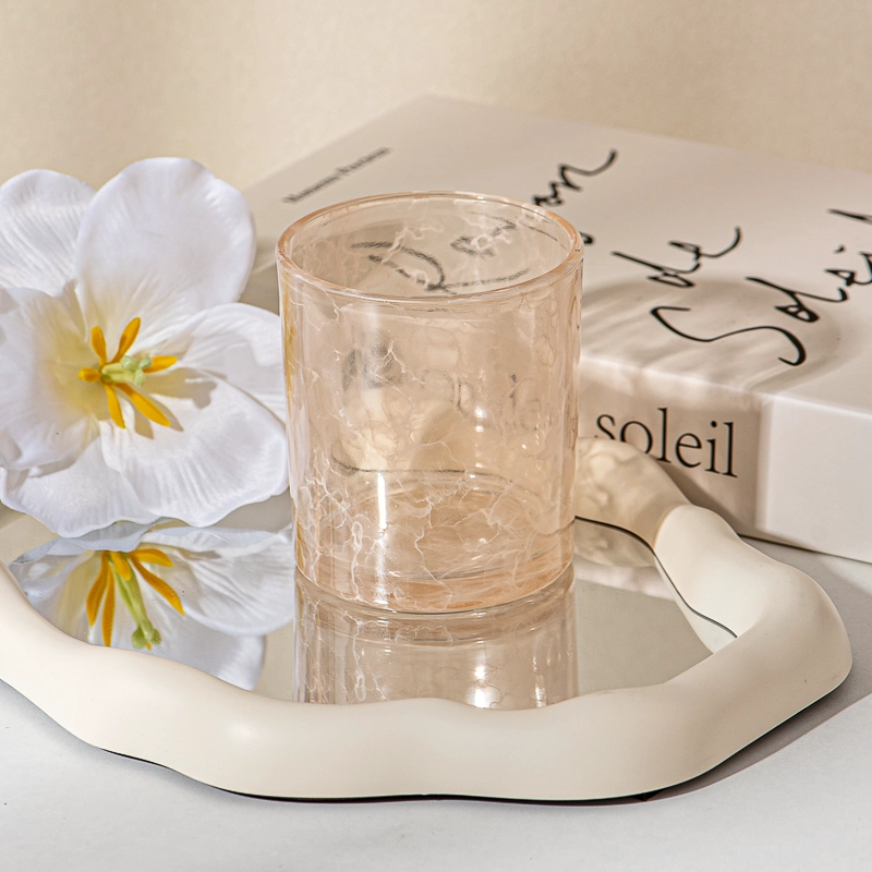 Wholesale 8oz 10oz Handmade pattern Glass Candle Vessel