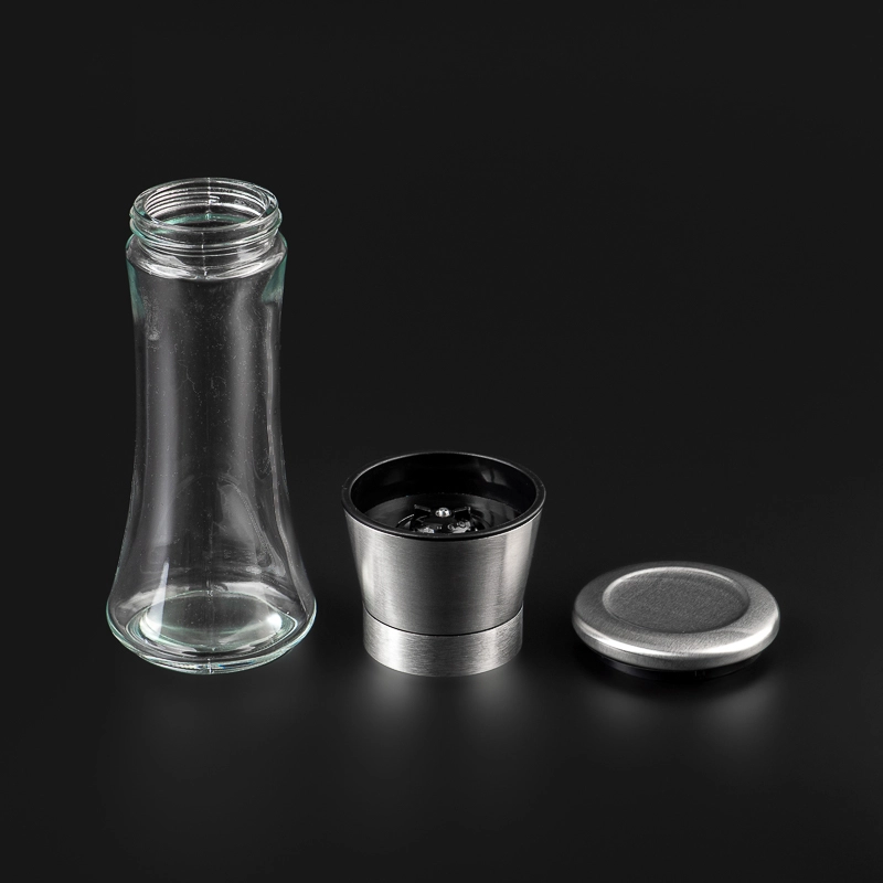 hot sales empty pepper mills glass bottle with grinding cap