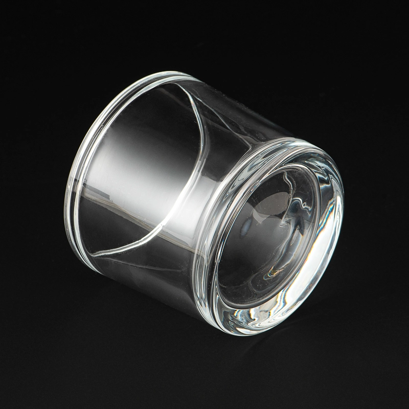 Wholesale clear glass candle container with thick-walled