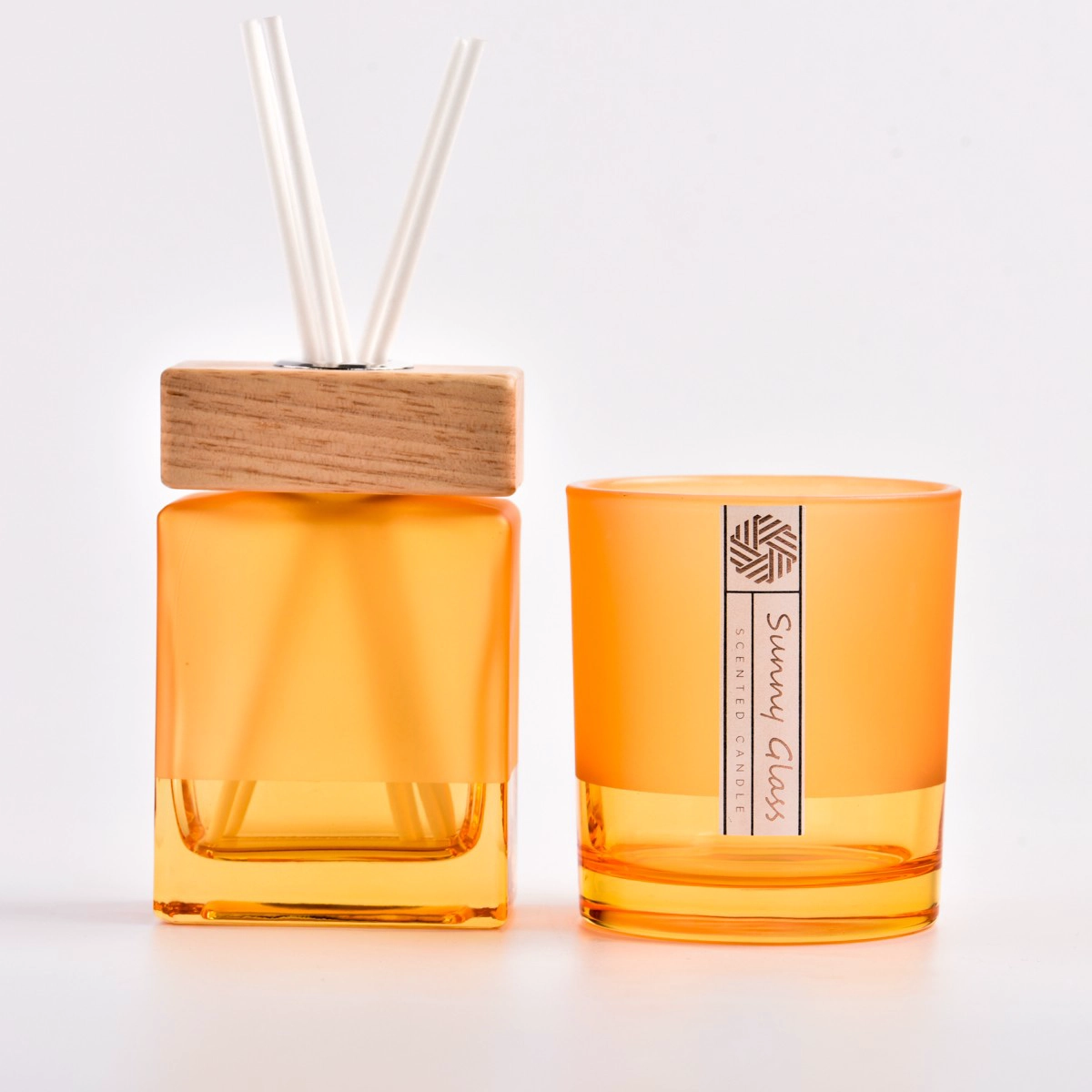 Clear yellow color Glass Candle Vessel with home decor