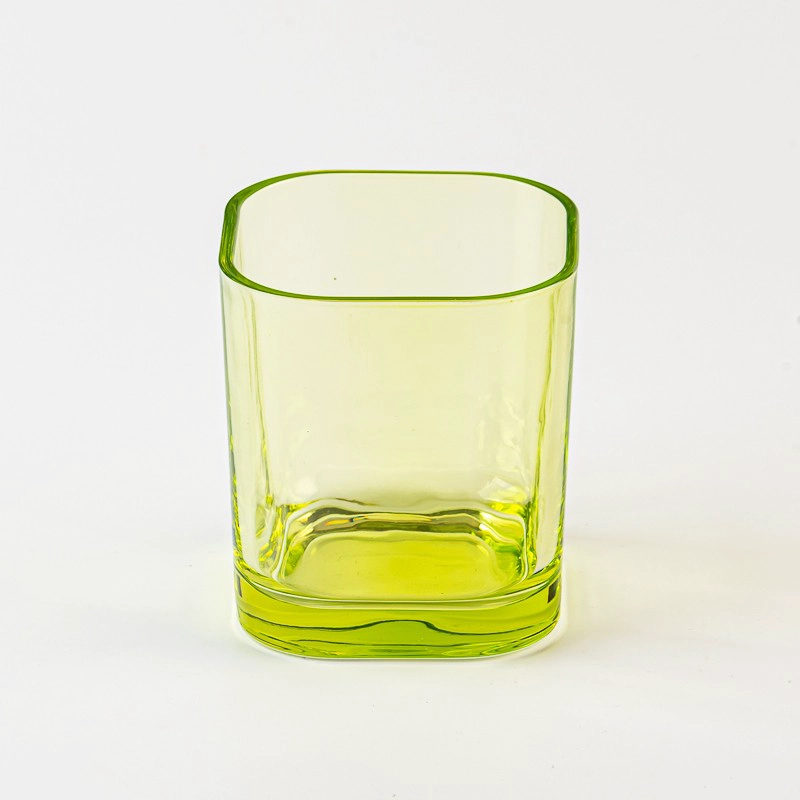  Popular green 9oz square glass candle container