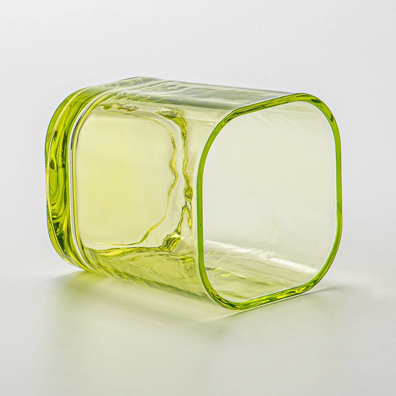  Popular green 9oz square glass candle container