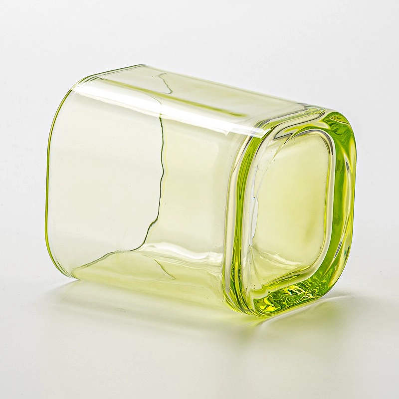 Popular green 9oz square glass candle container