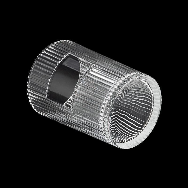 700ml Transparent Glass Vessles for Candle Making with Stripes Wholesale
